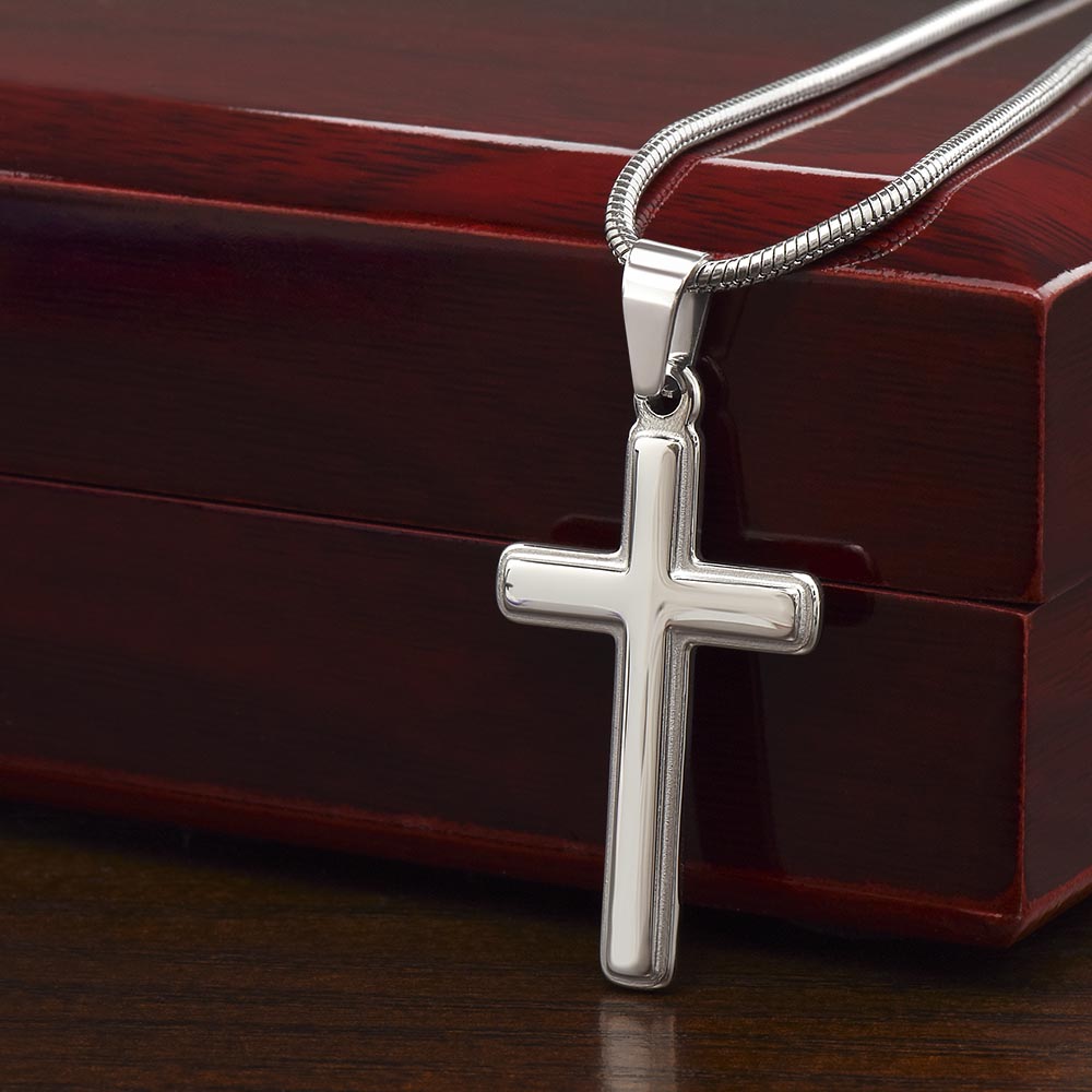 To My Son Cross Necklace Snake Chain