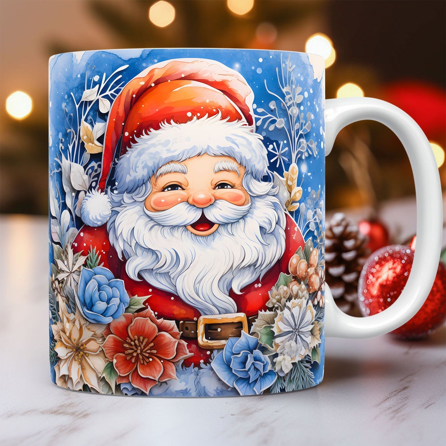 Christmas Theme Ceramic Mug 3D Santa Claus Coffee Cup