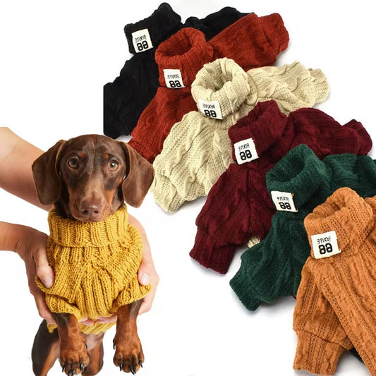 Dog Sweater Turtleneck Solid Color For Small Medium Dogs