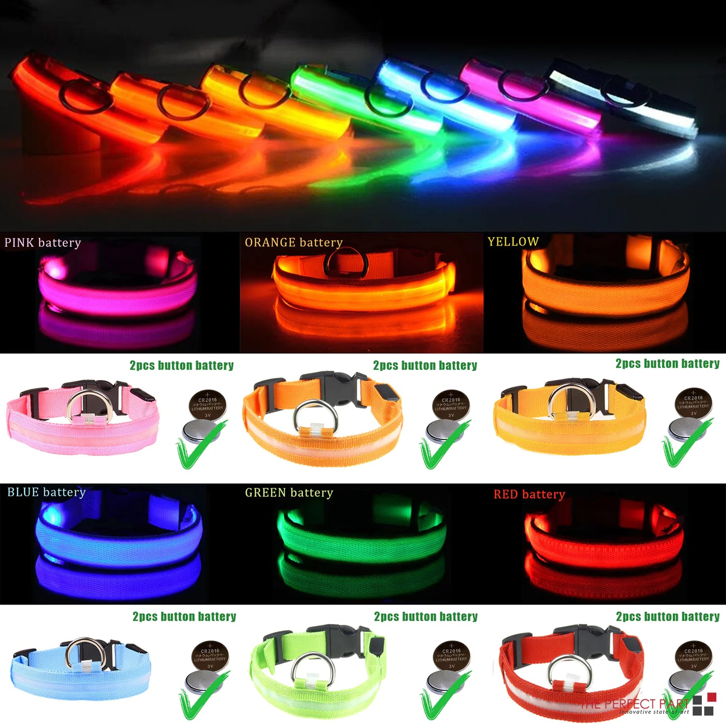 LED Adjustable Dog Safety Collar, Waterproof