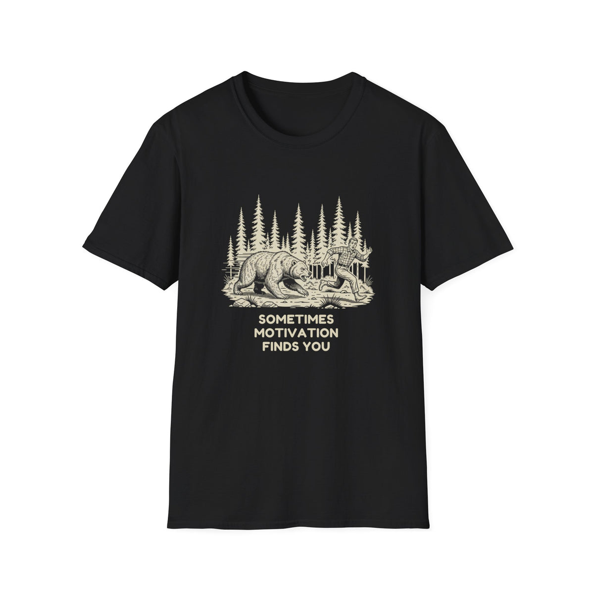 Sometimes Motivation Finds You T-Shirt | Funny Bear Running Shirt
