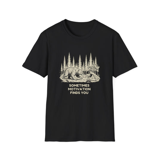 Sometimes Motivation Finds You T-Shirt | Funny Bear Running Shirt