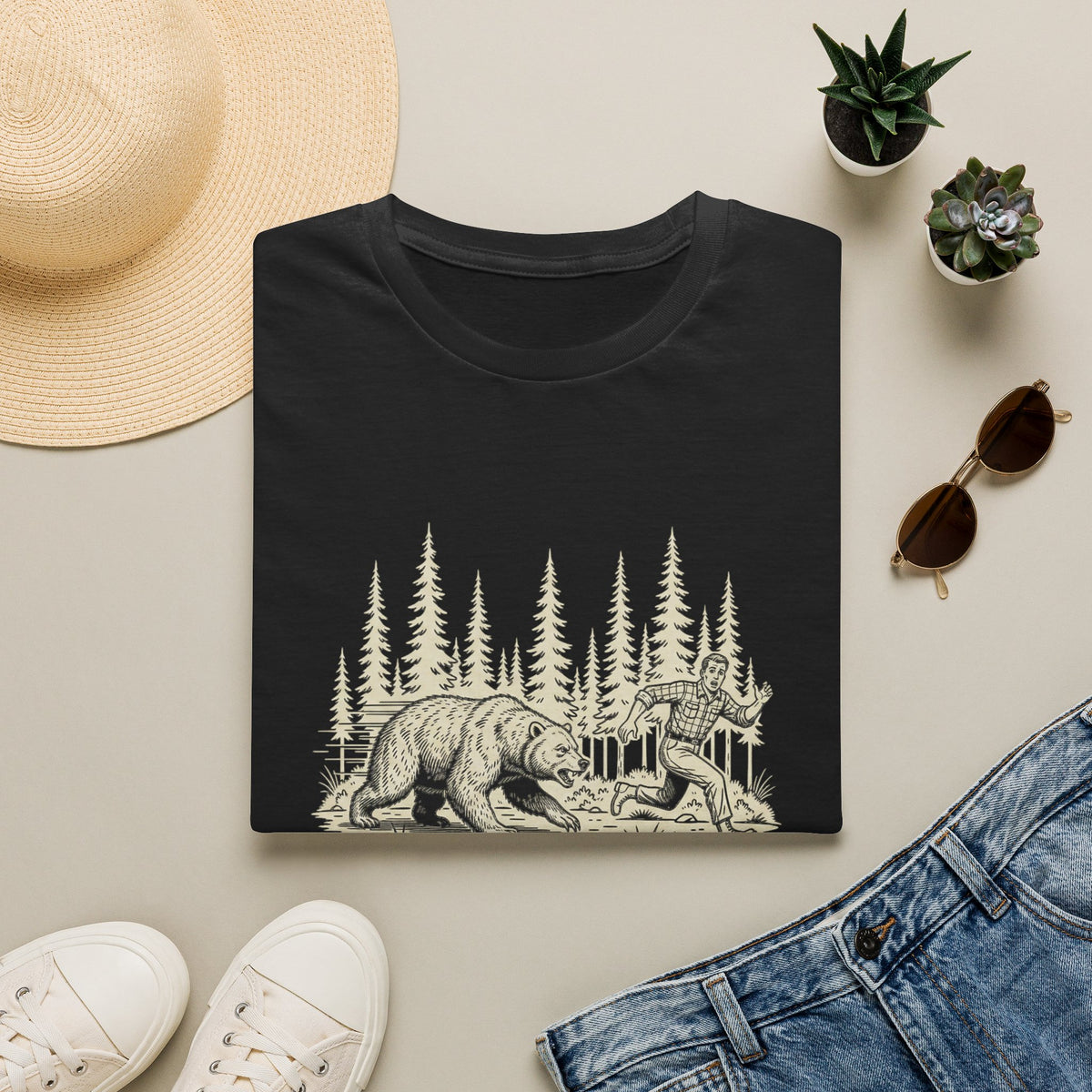 Sometimes Motivation Finds You T-Shirt | Funny Bear Running Shirt