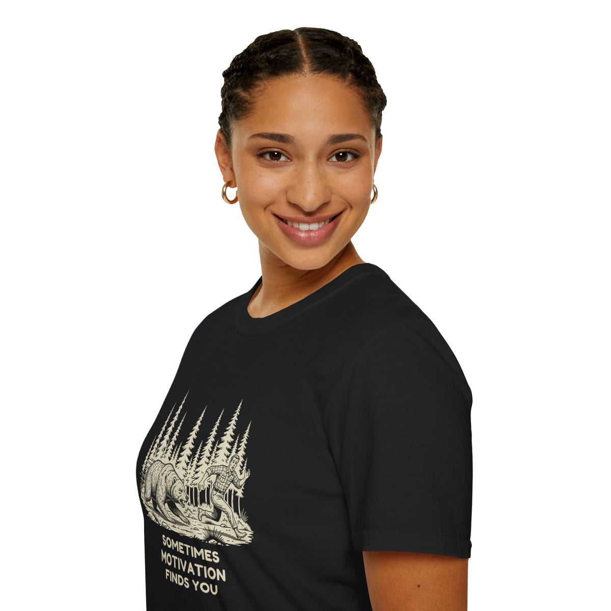 Sometimes Motivation Finds You T-Shirt | Funny Bear Running Shirt