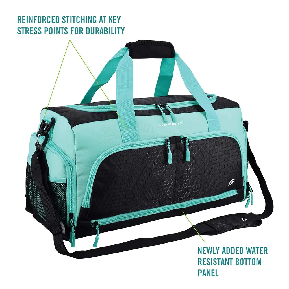 Ultimate Gym Bag 2.0: The Durable Crowdsource Designed Duffel Bag with 10 Optimal Compartments Including Water Resistant Pouch Teal Medium (20")